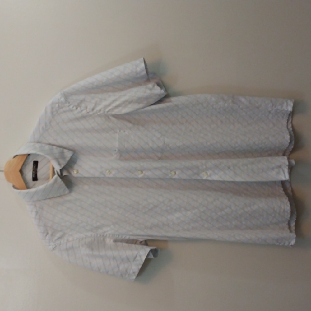 Murano by Raffi XL Blue/Tan Cotton Summer Shirt (Made in Italy)